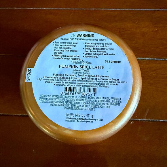 NEW 2-Pc PUMPKIN SPICE LATTE 3-Wick 14.5oz Candle Bath & Body Works in a present - Picture 3 of 5